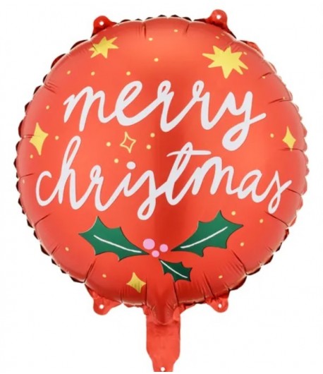 Balon foliowy okrągły  świąteczny Merry Christmas 45 cm