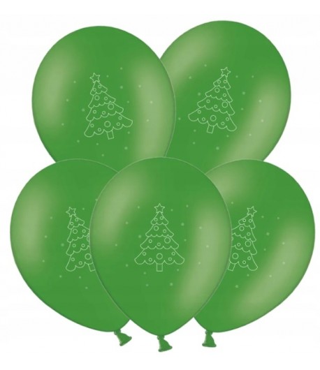 Balony lateksowe zielone świąteczne CHOINKA 5 sztuk