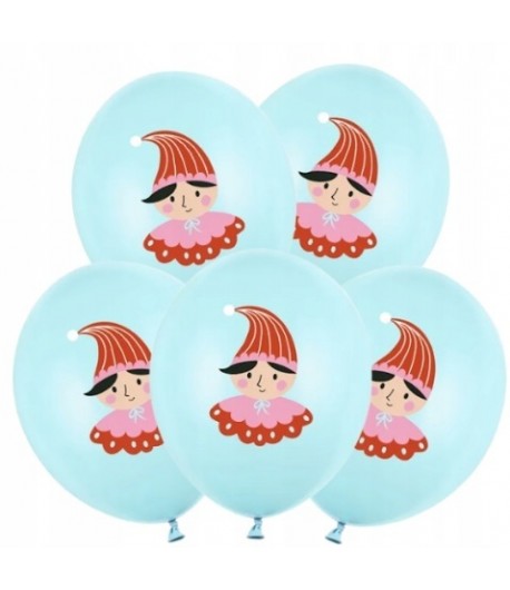 Balony lateksowe błękitne świąteczne ELF 5 sztuk