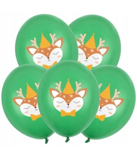 Balony lateksowe zielone świąteczne JELONEK 5 sztuk