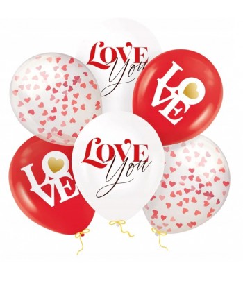 balony białe i czerwone love