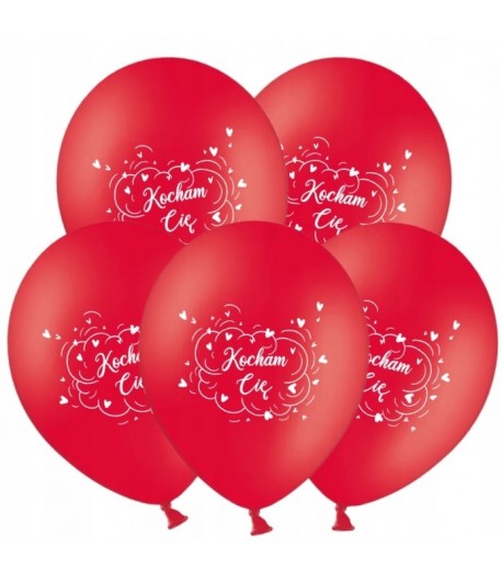 Balony czerwone Kocham Cię Walentynki 5 sztuk