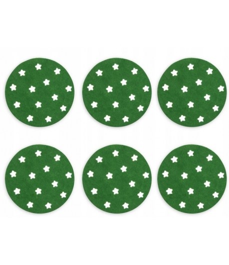 Podkładki pod kubek świąteczne zielone gwiazdki 6 sztuk