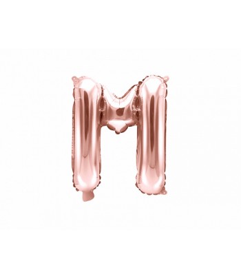 balon litera M różowe złoto