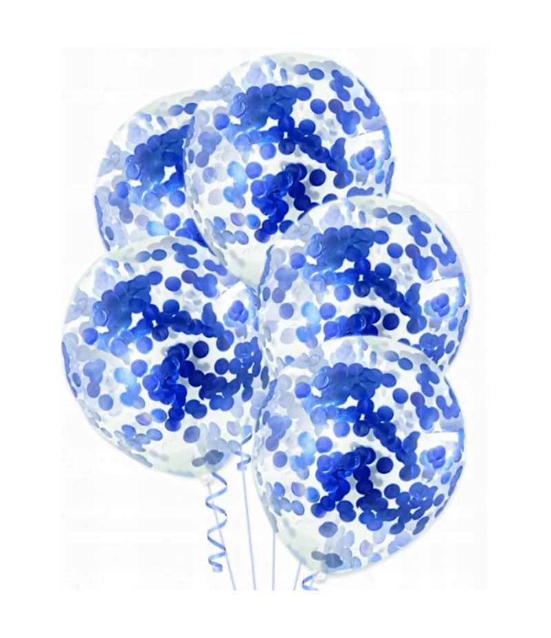 Balony z ciemno niebieskim konfetti
