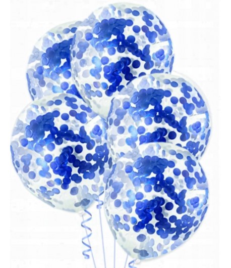 Balony z ciemno niebieskim konfetti 5 sztuk