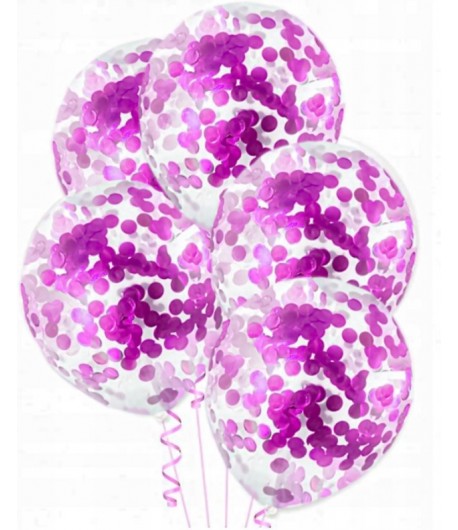 Balony z ciemno różowym konfetti 5 sztuk