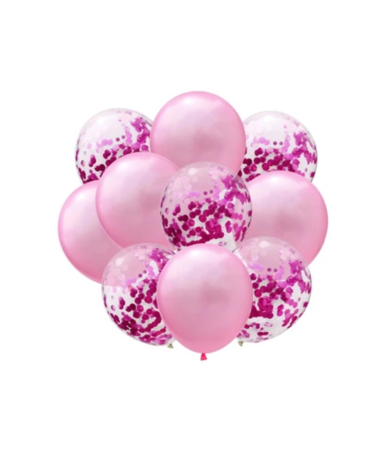 zestaw balonów różowych z konfetti