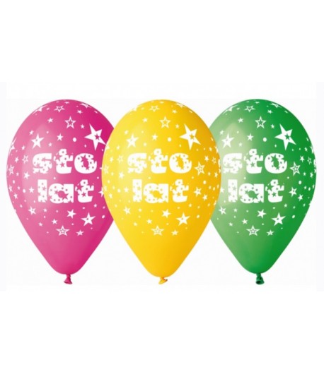 Balony Sto Lat Mix kolorów 5 sztuk Urodziny