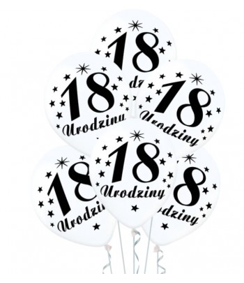 balony 18 urodziny białe