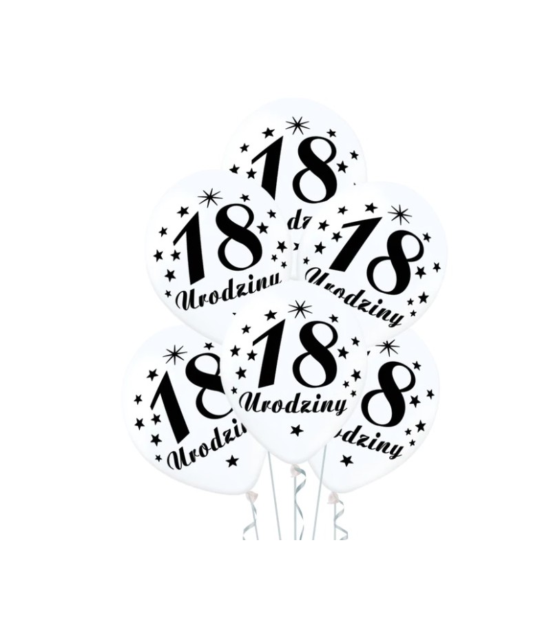 balony 18 urodziny białe