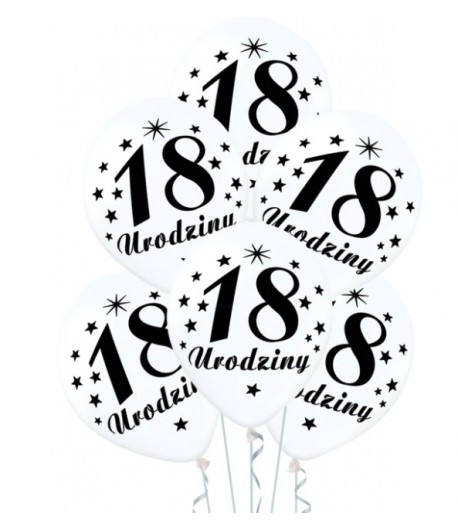 Balony na 18 Urodziny białe 5 sztuk
