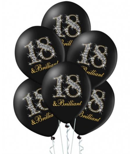 Balony na 18 Urodziny czarne 18&Brillant 5 sztuk