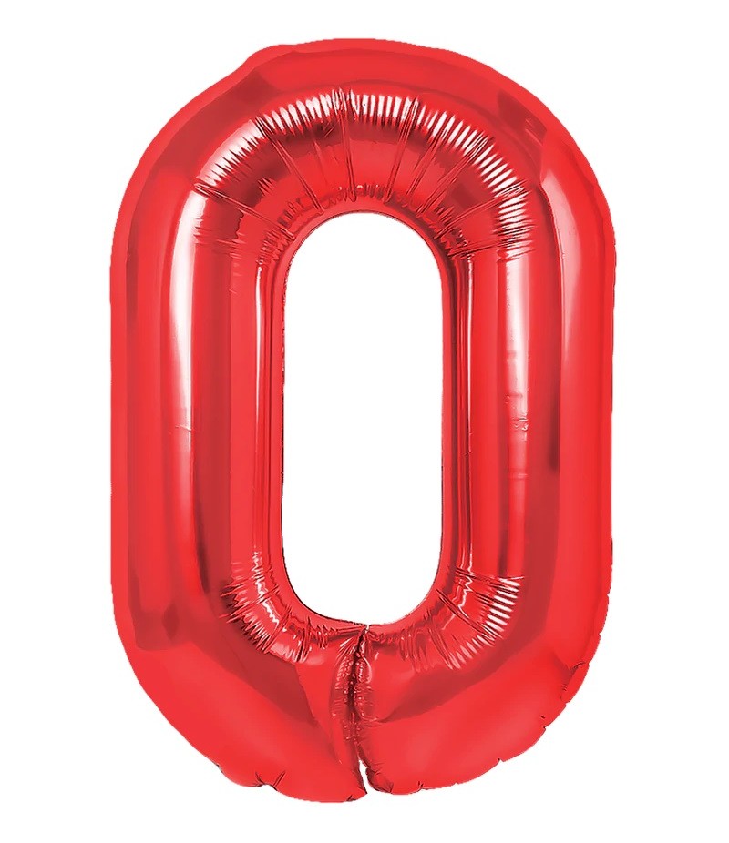 balon czerwona cyferka 0