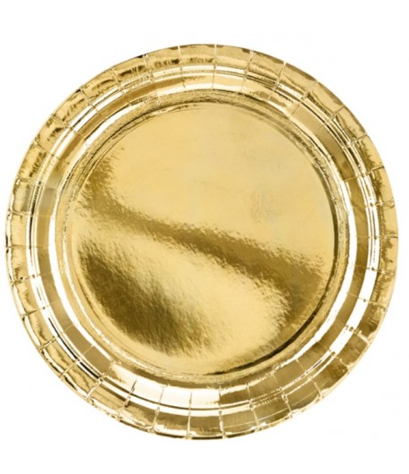 Talerzyki złote złoty 23 cm 6 sztuk