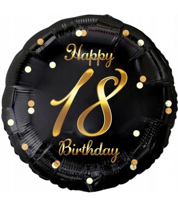 czarny balon 18 urodzin w złote