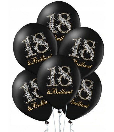 Balony Lateksowe czarne "18 & Brilliant"