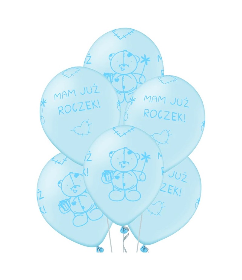 miś niebieski balony roczek