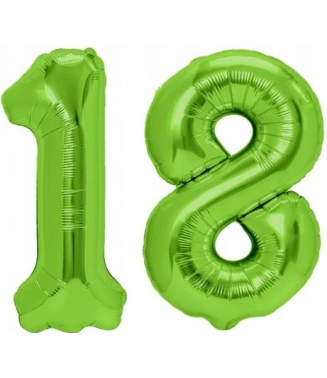 Balony Cyfry Zielone 18 urodziny 100 cm