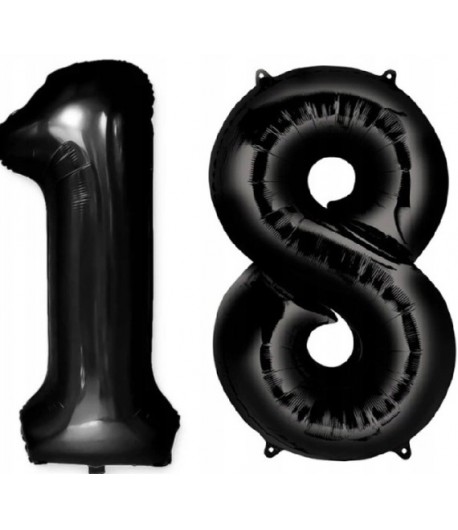 Balony Cyfry Czarne 18 urodziny 100 cm
