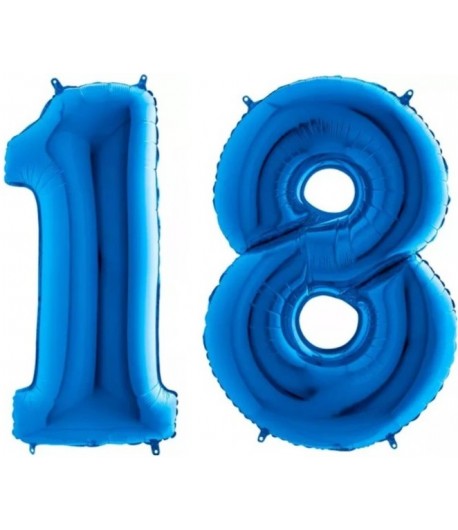 Balony Cyfry niebieskie 18 urodziny 100 cm