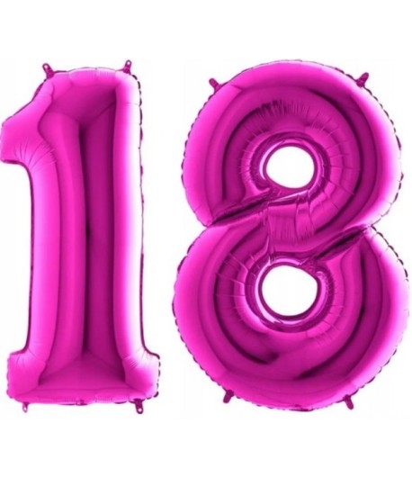 Balony Cyfry różowe 18 urodziny 100 cm