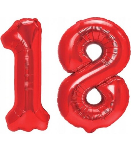 Balony Cyfry czerwone 18 urodziny 100 cm