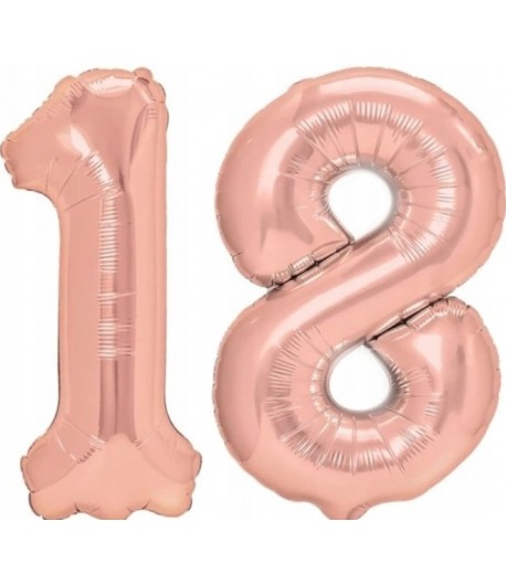 Balony Cyfry Różowe złoto 18 urodziny 100 cm