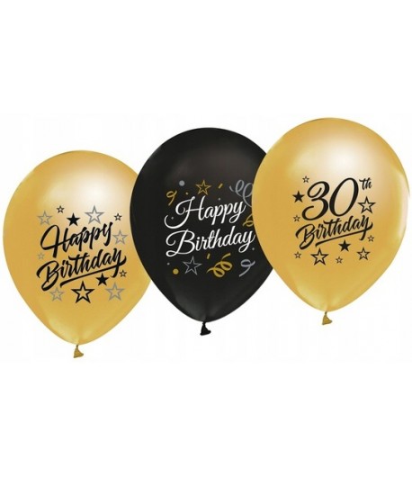 Balony lateksowe  30 urodziny Mix 5 sztuk