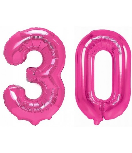 Balony Cyferki 30 Urodziny Różowe 100 cm