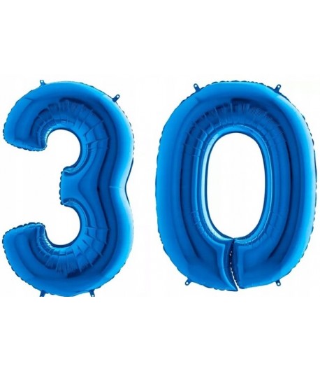 Balony Cyferki 30 Urodziny Niebieskie 100 cm