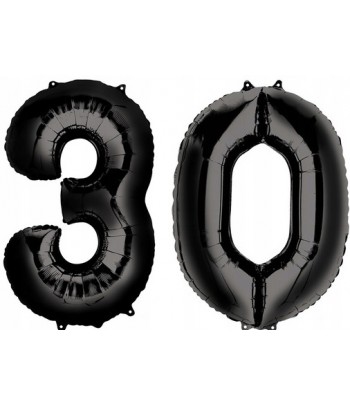 czarny balon cyfra 30