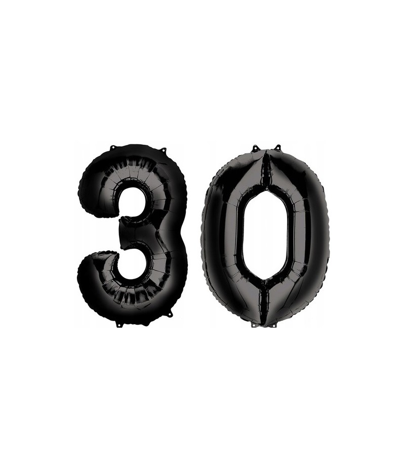 czarny balon cyfra 30