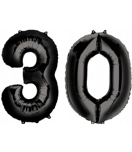 Balony Cyferki 30 Urodziny Czarne 100 cm