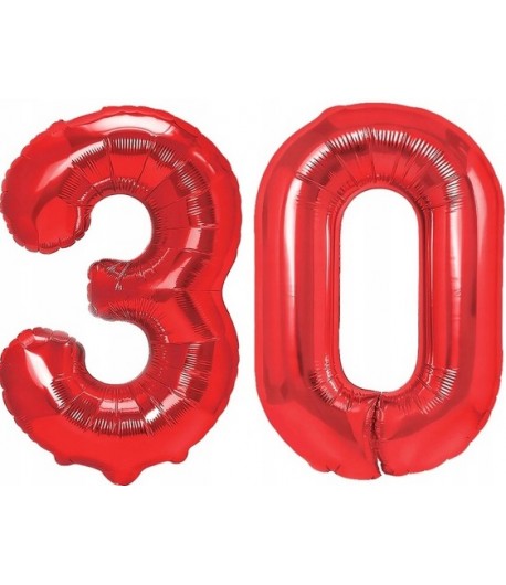 Balony Cyferki 30 Urodziny Czerwone 100 cm