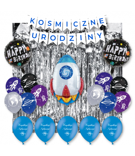 Zestaw Balony Rakieta KOSMOS Kosmiczne Urodziny