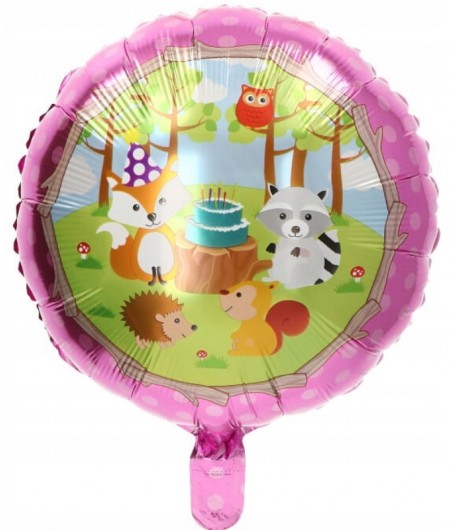 Balon foliowy okrągły Zwierzęta Leśne 45 cm
