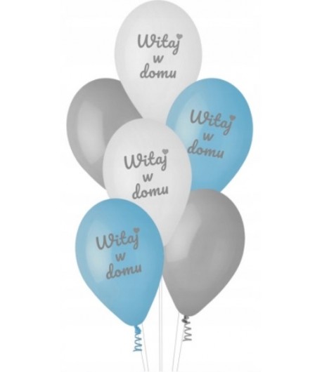 Balony lateksowe Witaj w Domu Niebieski 6 sztuk