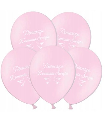 balony różowe Pierwsza Komunia Święta