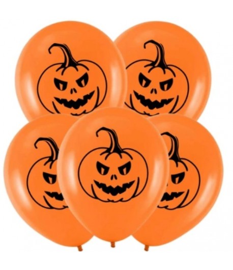 Balony na Halloween pomarańczowe dynie 5 sztuk