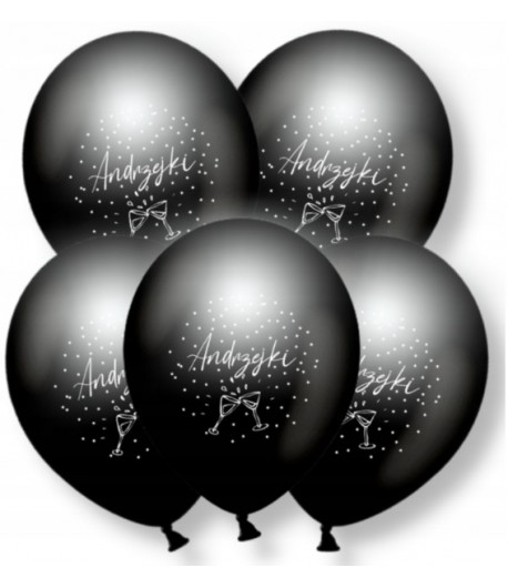 Balony czarne na ANDRZEJKI świecące LED 5 sztuk