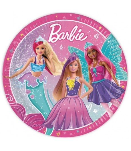 Talerzyki papierowe Barbie 8 sztuk