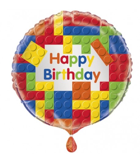 Balon foliowy Happy Birthday Klocki 45 cm
