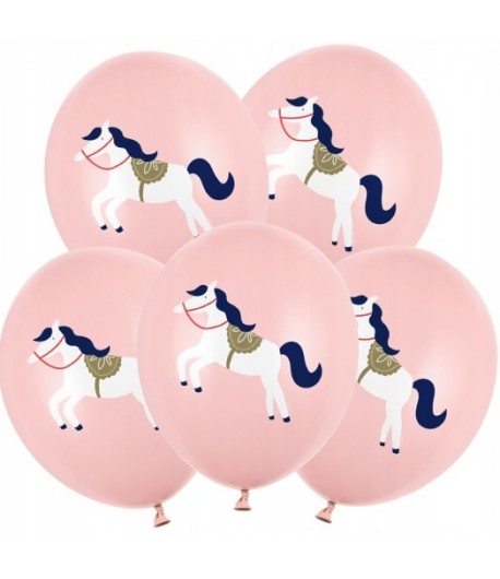 Balony lateksowe różowe Koniki 5 sztuk