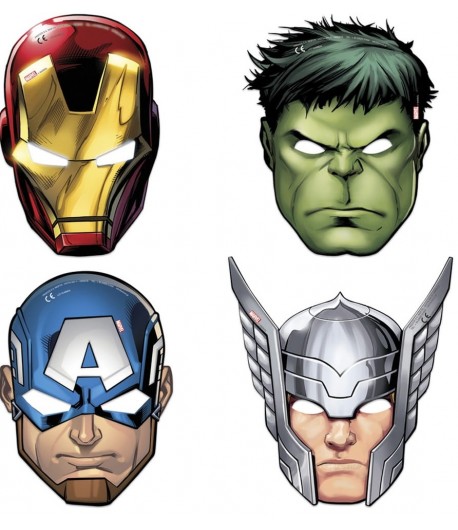 Maski papierowe Avengers Urodziny 6 sztuk