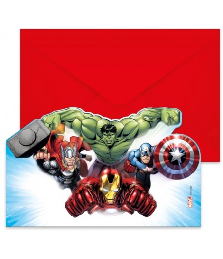 Zaproszenia urodzinowe Avengers 6 sztuk + koperty