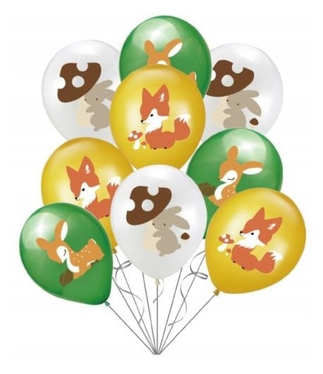 Balony lateksowe Leśne Zwierzęta Mix 9 sztuk Urodziny