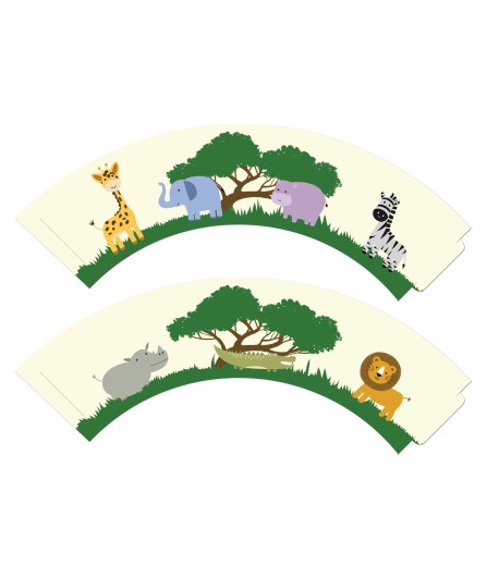 Papilotki na babeczki Safari Zwierzątka 6 sztuk