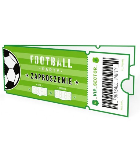 Zaproszenia Bilet Piłka Nożna Football 6 sztuk