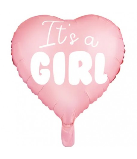 Balon serce różowe It's a girl 45 cm dziewczynka
